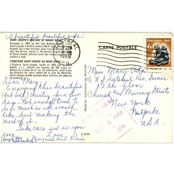 Saint Joseph's Oratory of Mount Royal Postcard - Picture 2 of 2